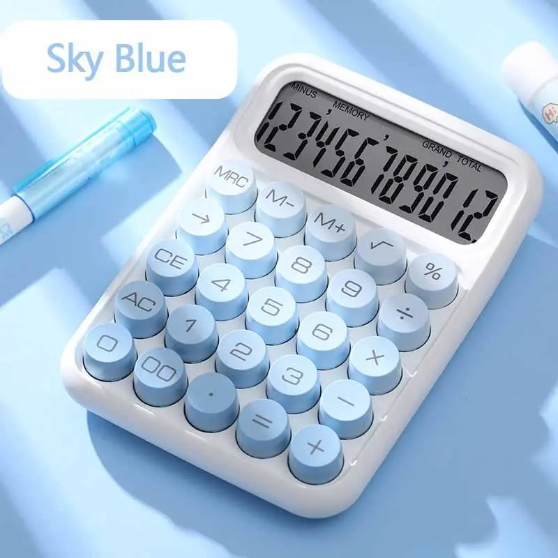 Portable Mini Calculator without Battery, 1 Count 12 Bit Desktop Calculator with Sensitive Button, Accounting Supplies for Office School 8