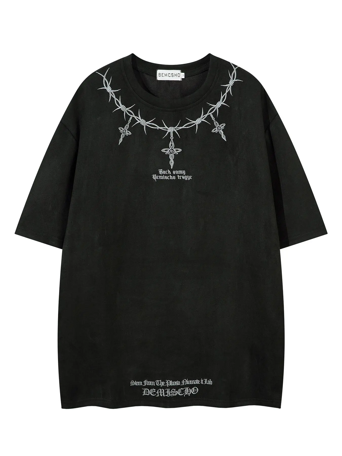 Men's Embroidery Short Sleeve Tee, Casual Round Neck T-shirt for Summer, Fashion Men's Top for Daily Wear