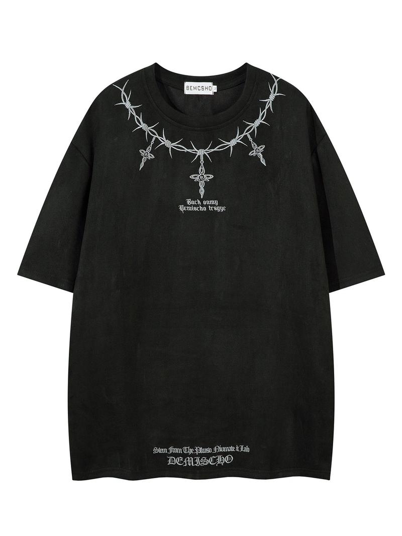 Product Introduction of Men's Embroidery Short Sleeve Tee, Casual Round Neck T-shirt for Summer, Fashion Men's Top for Daily Wear 1