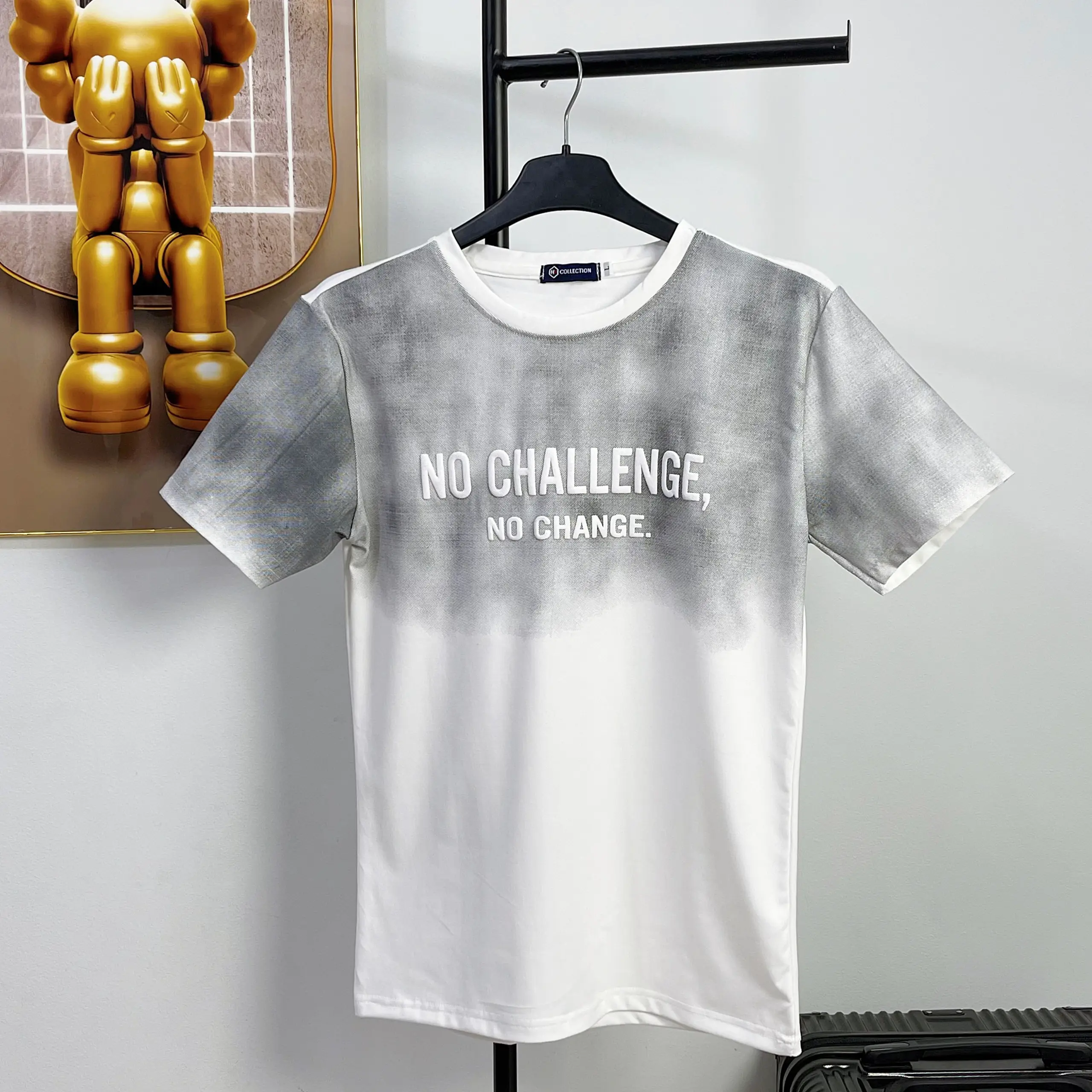 [HKT.10] 45-90kg Áo Phông Nam Cổ tròn In nổi chữ, vải cotton Gai co dãn thoáng mát, Menswear, Rẻ, Đẹp, bigsize, Thời Trang