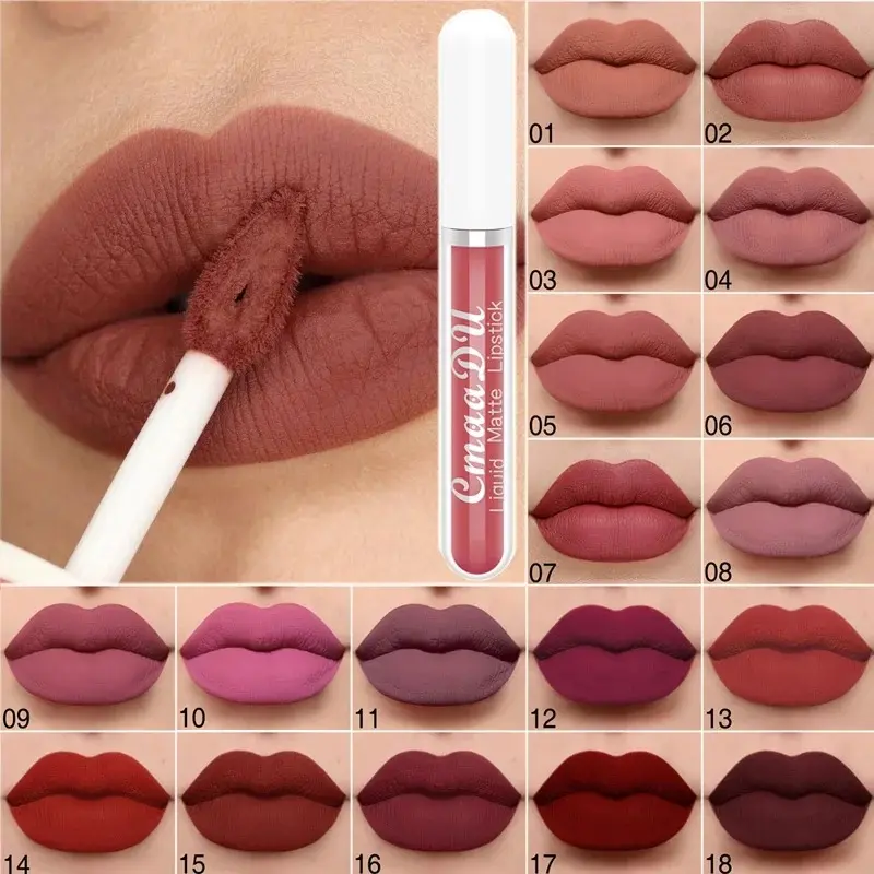 18Colors Matte Liquid Lipstick Nude Waterproof Long Lasting Lip Gloss Korea Women Girls Cosmetic