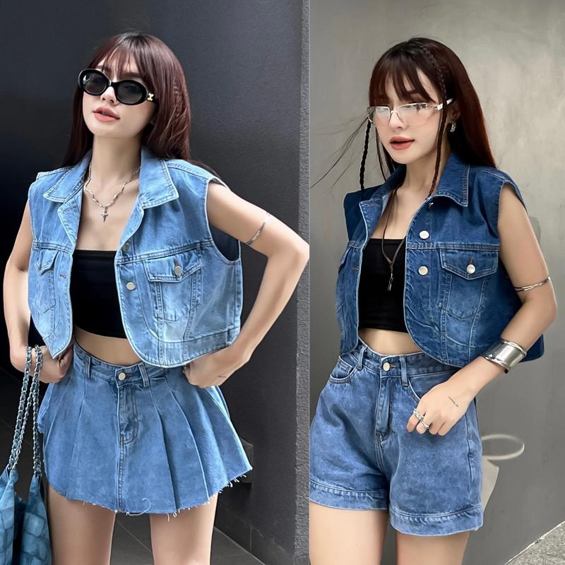 [ TiQi Jeans ] K-290 Áo Khoác Gile Jeans Chất Cotton