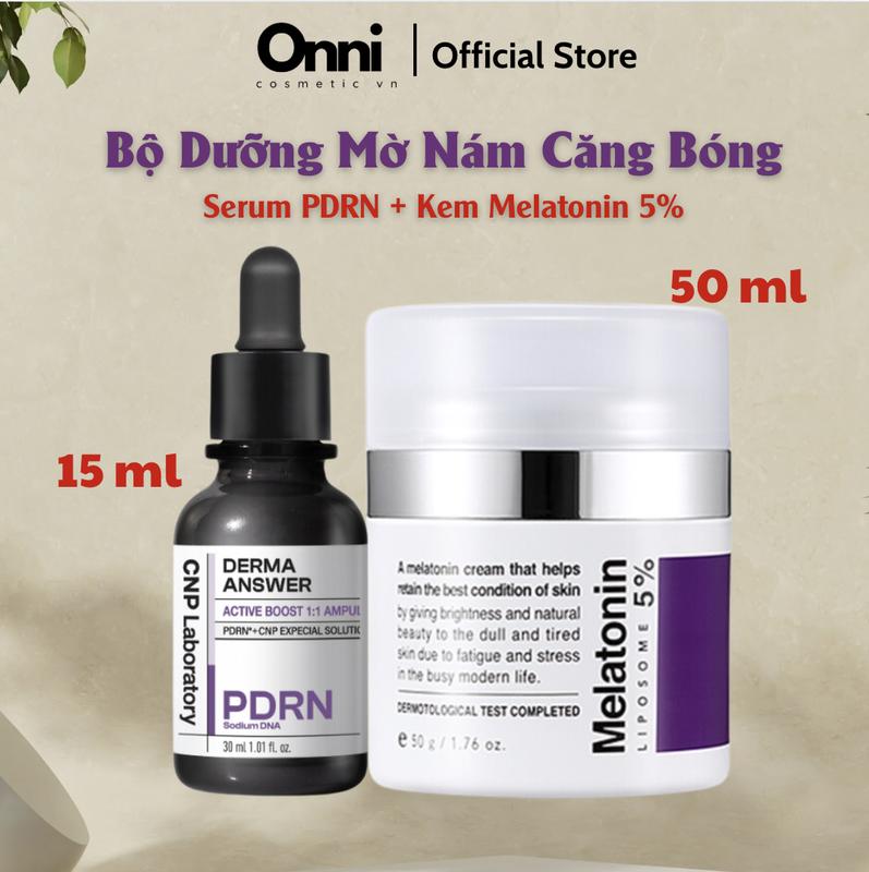  Combo Hỗ Trợ Mờ Nám Căng Bóng Trẻ Hoá Da   Kem Melatonin 5% + Serum PDRN 15ml  