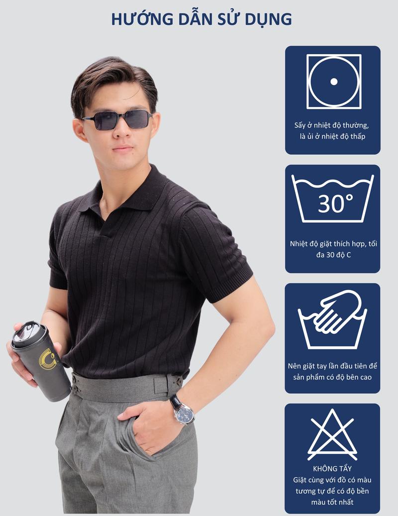 Product Introduction of Áo POLO nam ngắn tay dệt kim DATAMAN, cổ chữ V, vải cotton chải kĩ mềm mịn, không bai xù - DT22-01 16
