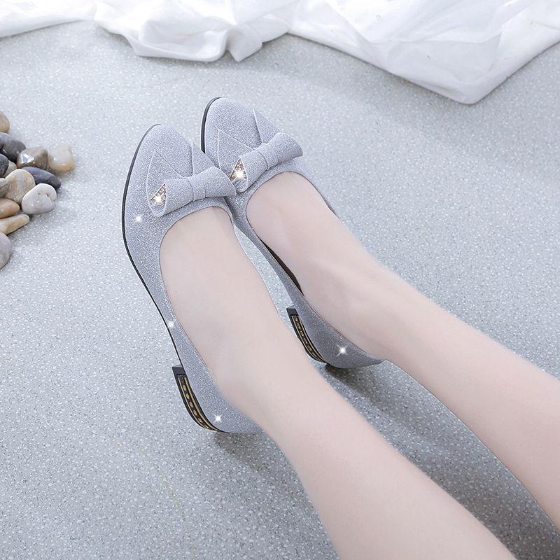 Giày giày cao gót cho phụ nữ, phong cách Hàn Quốc, hàng mới về mùa hè, đế bằng, Gommino, thoải mái, cổ thấp, mũi nhọn, thanh lịch, thích hợp cho học sinh, giày đế cao thường ngày