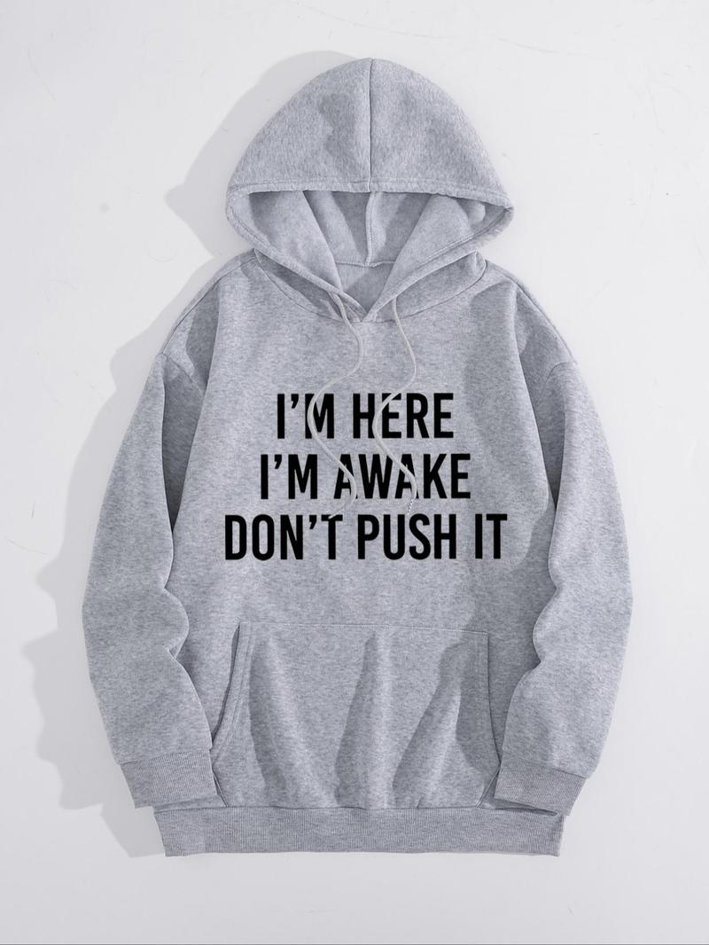 Product Introduction of Women's Letter Print Drawstring Pocket Hoodie, Casual Long Sleeve Hooded Sweatshirt for Fall & Winter, Yoga Hoodie, Women's Clothes for Daily Wear 7