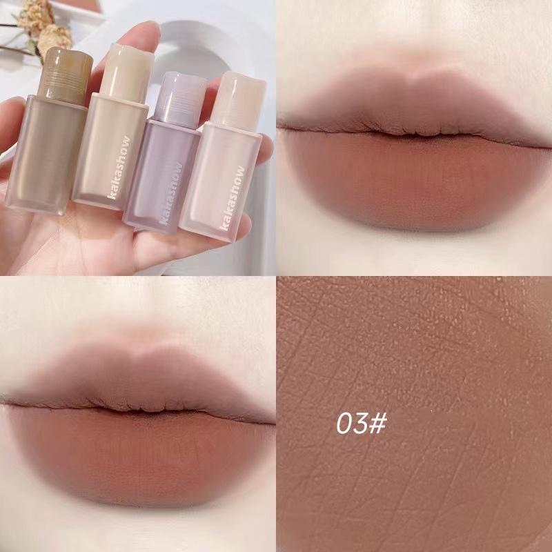 Product Introduction of Tina beauty Hot Sales JOCO Nude lip mud mousse maroon lip glaze velvet matte light purple lip tint 3