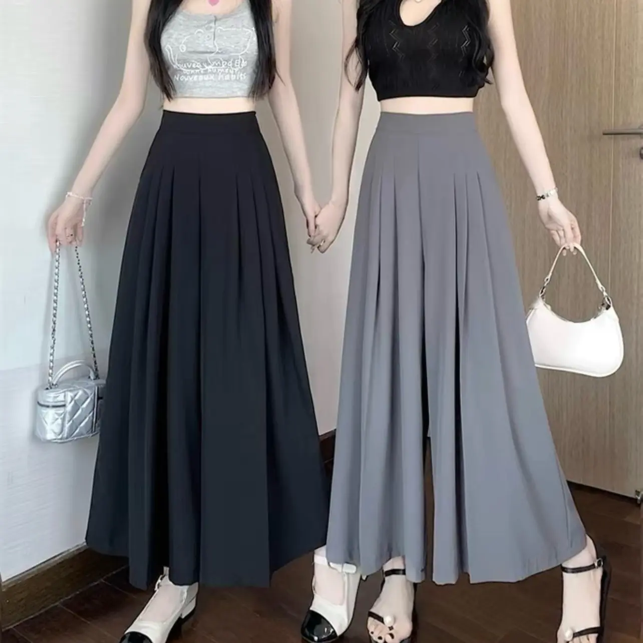 Quần jeans xuông ly trước ống rộng to dài (105cm) ảnh thật của shop  . Nữ baby  tee outfit baggy cv jean dáng suông