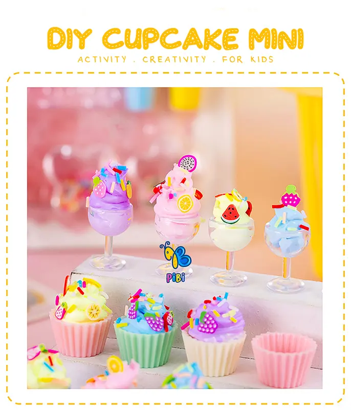 PIBI - DIY Cupcake mini / Deco Cream /Clay / Art and Craft for kids / Mainan Edukasi Anak Ice Toys 6