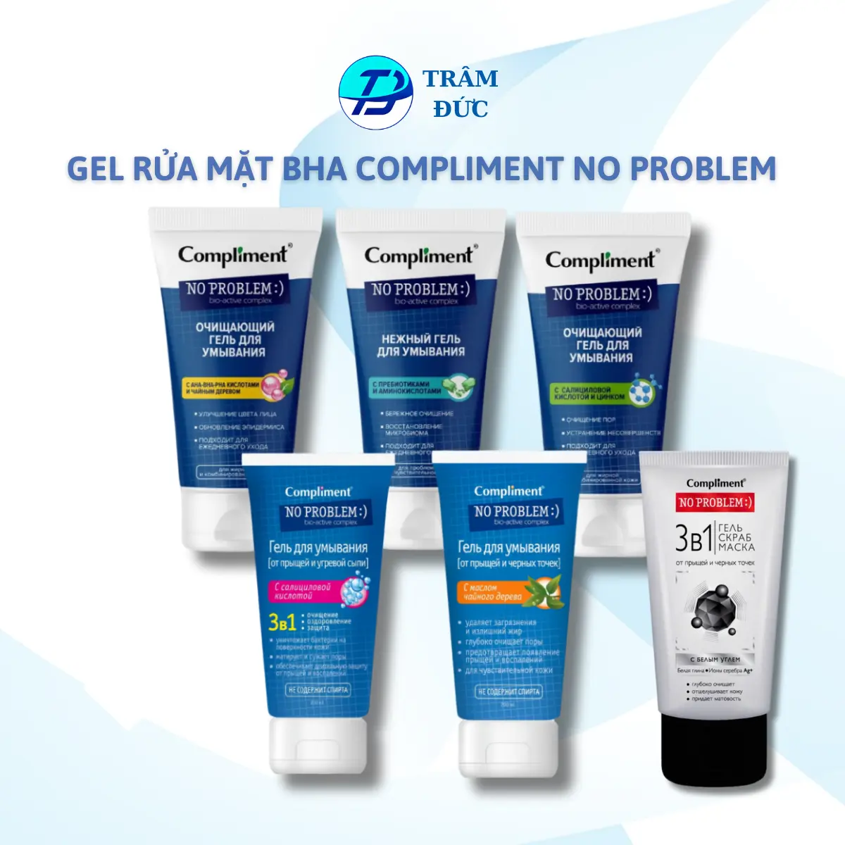 Compliment No Problem Gel rửa mặt BHA làm sạch sâu, giảm viêm & mụn srm compliment vạch hồng Chăm Sóc Da  Skincare