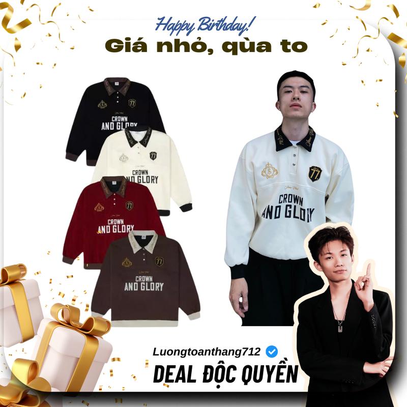 [ STEVE X LUONGTOANTHANG ] Áo Sweater Polo Steve Crown And Glory nỉ 2 da, 100 cotton Unisex Nam Nữ màu sắc tôn da - SK01 Menswear Heart Shirt Có Cổ
