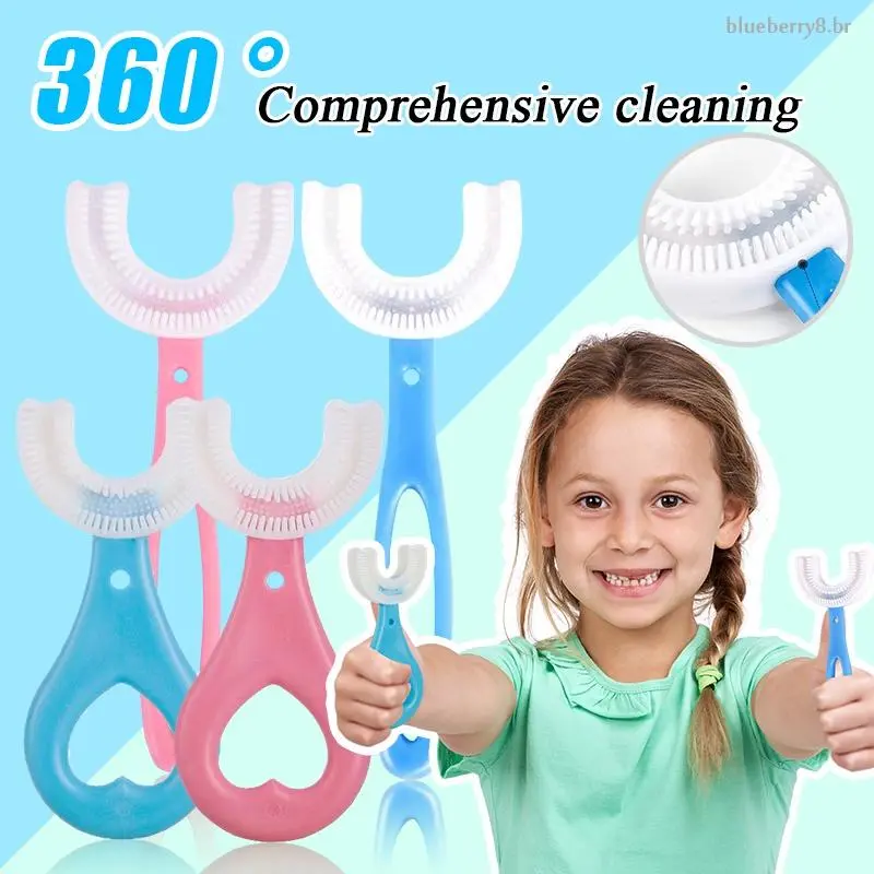 Bàn Chải Đánh Răng Hình Chữ U, 360 Độ, Dành Cho Trẻ Em Từ 2-12 Tuổi, Đồ Dùng Phòng Tắm, Dụng Cụ Làm Sạch Răng 0