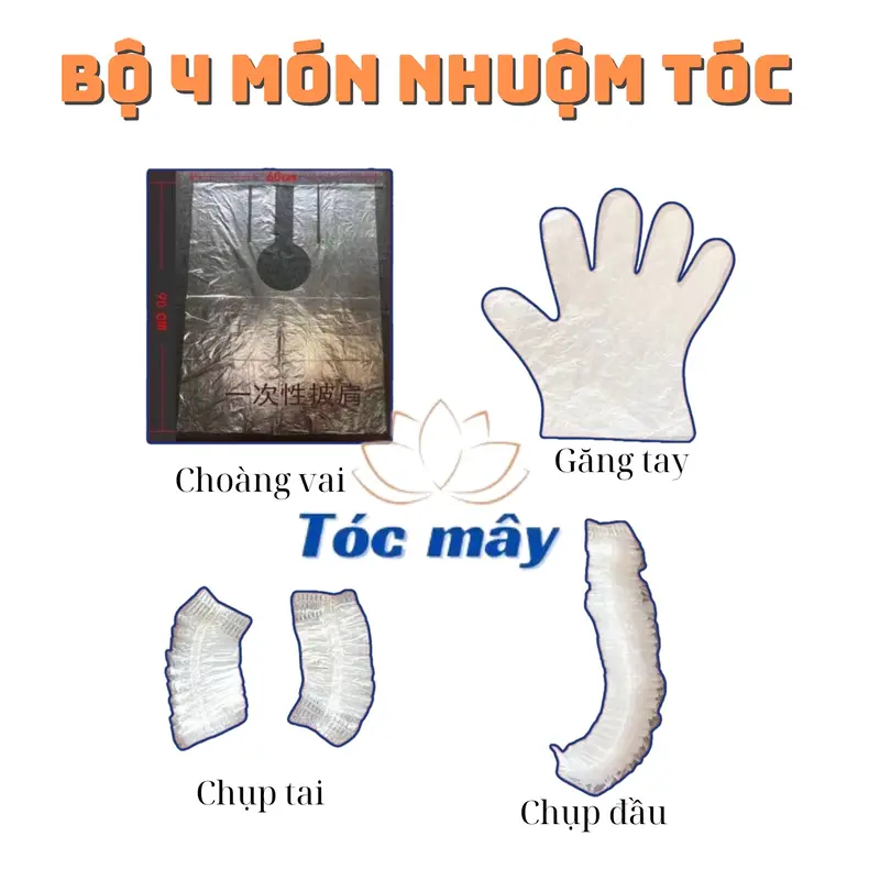 [Combo 40 gói (không hộp)]  Dầu gội nhuộm tóc phụ bạc tặng kèm đầy đủ chụp tai, chụp đầu, găng tay, choàng vai tránh vây bẩn bởi thuốc nhuộm 5