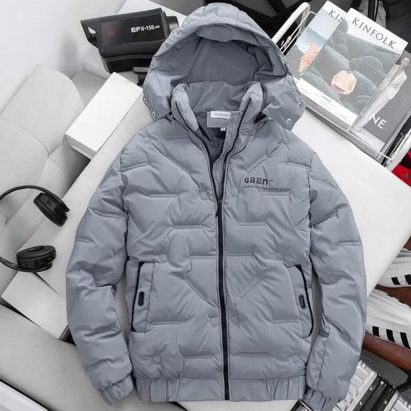  Áo khoác nam mùa đông  áo phao trần bông 3 lớp dày dặn ấm áp in chữ nổi bật 