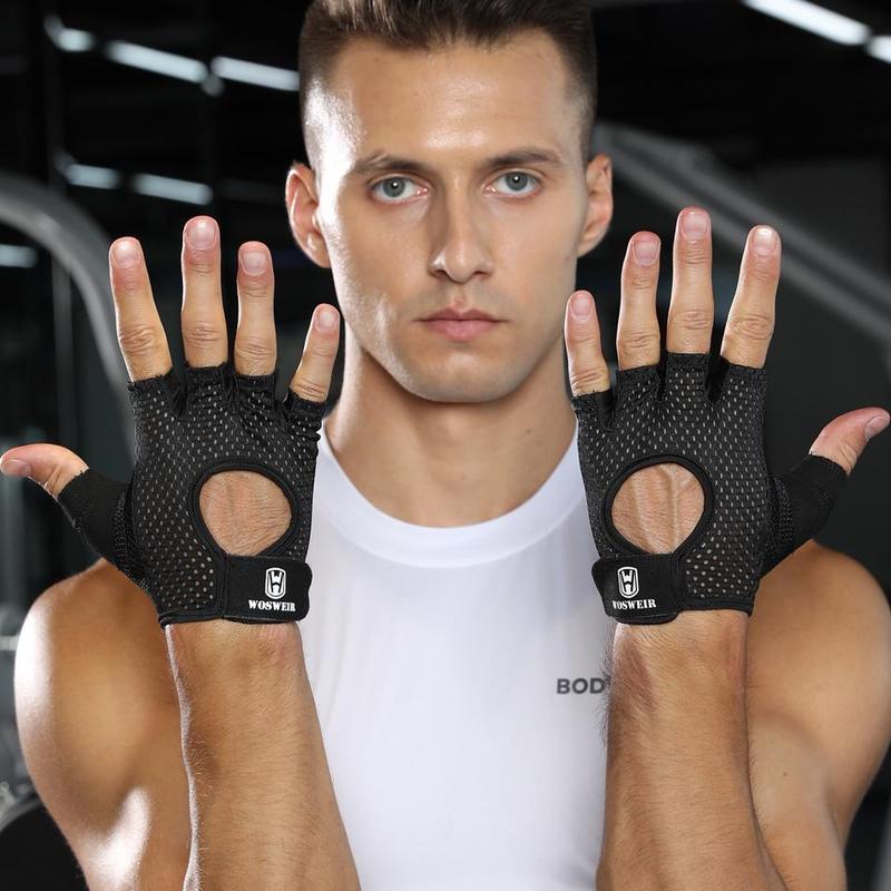 Unisex's Solid Color Half Finger Sports Gloves, Breathable Non-slip Gym Gloves, Sports Gloves for Gym Workout, Fitness Accessories 4