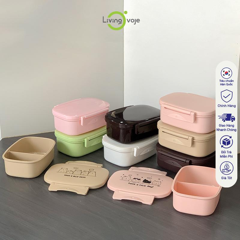 LIVINGON - Hộp nhựa đựng cơm trưa chia ngăn 700ML, dùng được lò vi sóng - Có nắp đậy kín đáo, an toàn.