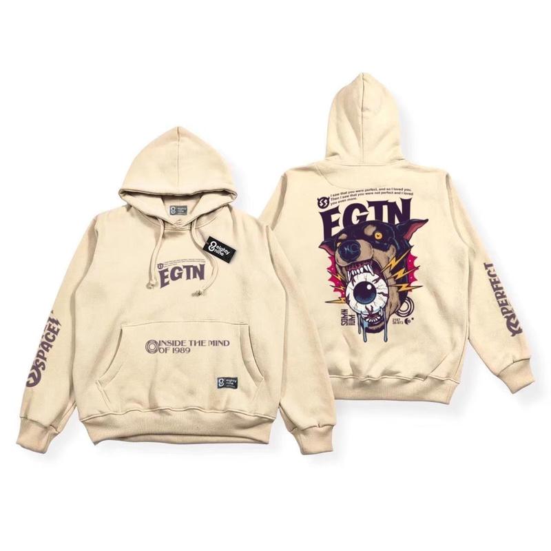 HOODIE PREMIUM EIGHTY NINE WARNA CREAM BE ALIVE MOTIF SIMPEL AESTHETIC 3