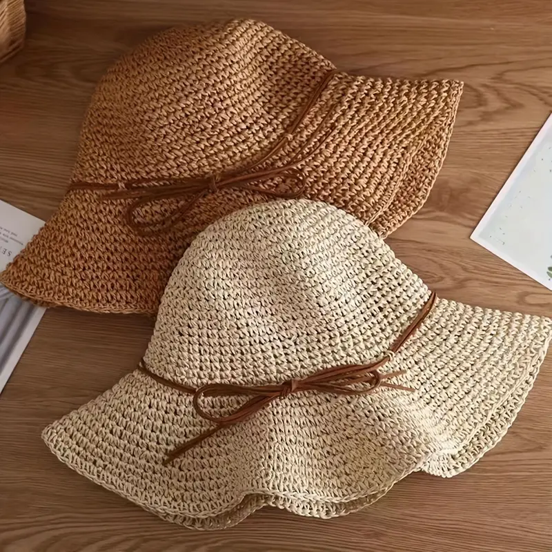 Beige Hand- Straw Hat - Foldable & Bendable Brim, Lightweight Sun Hat Beach Vacations, Weddings,/Outdoor Activities, Beach Hat, Headwear, Fashionable Beachwear satin  lined bunny  hat 8