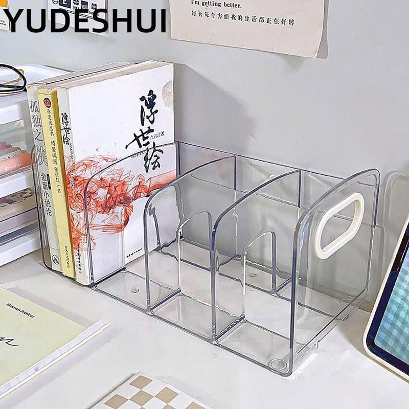 Kệ đựng sách Acrylic cao cấp trong suốt với chia ngăn và tay cầm tiện lợi