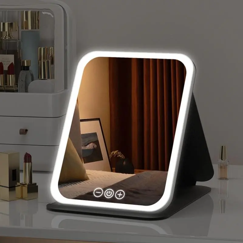 Portable Foldable LED Illuminated Makeup Mirror, Rechargeable Travel Makeup Mirror, Desktop LED Foldable Makeup Mirror, Birthday Gift