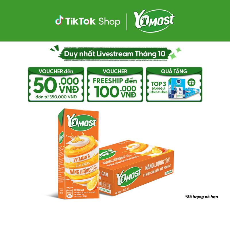 Thùng 48 Hộp Sữa Chua Lên Men Tự Nhiên Yomost Hương Cam 170ml (48x170ml)