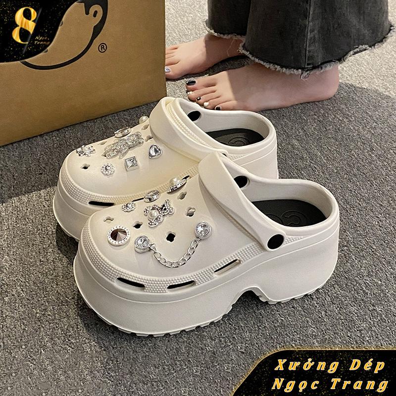 Dép sục cros nữ cao 7cm sục cross kèm sticker. dễ thương chất liệu eva size kép Shoes Cao Su DéP GiàY