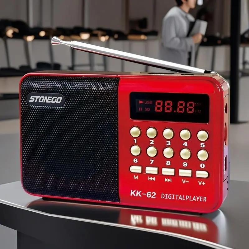 Portable AM/FM Radio with Battery, USB Rechargeable Compact Mini Digital Radio with LCD Display, Digital Radio with External Antenna for Home & Office