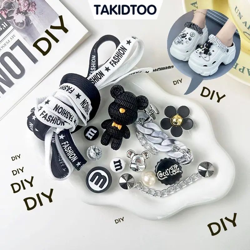 Takidtoo Sticker Charm Sandal Jibbitz 3D Accessories Jibbitz Untuk Hiasan Charms Sandal Lepas Pasang