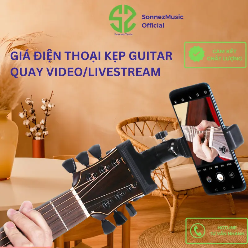 Giá điện thoại, kẹp điện thoại livestream quay video guitar - Sonnezmusic 0