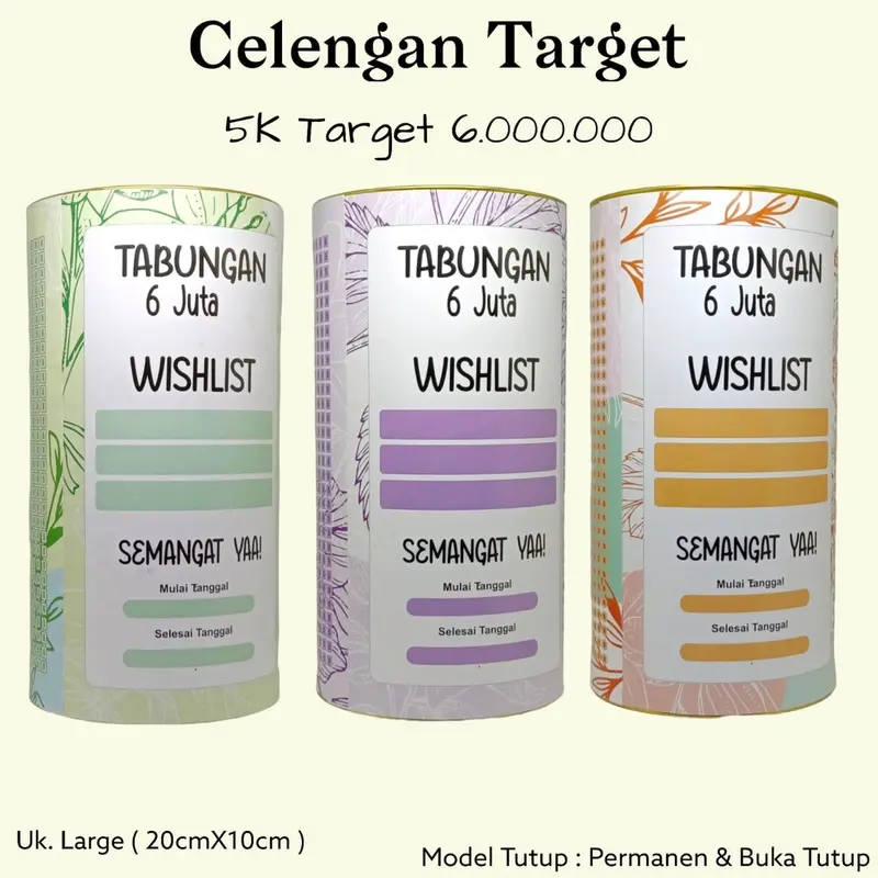 Celengan Target 100 RIBU TARGET 100 JUTA Buka tutup Jumbo full kaleng Murah Celengan Viral Celengan Buka Tutup Celengan Permanen Karakter 7