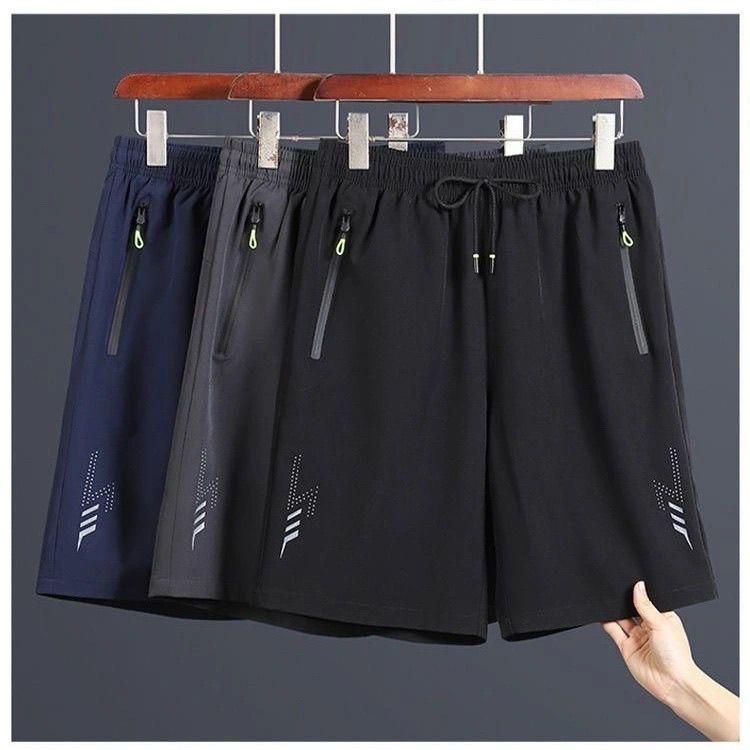 Quần Đùi Thể Thao Hàng Mới Về Quần Soóc Lụa Lạnh Mỏng Mùa Hè Dáng Rộng Vừa Vặn Ngoại Cỡ Quần Nhanh Khô Thích Hợp Cho Nam Giới Quần Soóc Đi Biển Quần Áo Nam