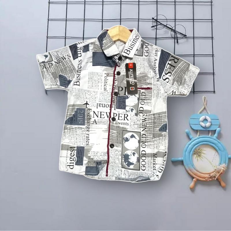 Product Introduction of Baju Kemeja Anak Motif Koran Usia 1 Tahun- 12 Tahun Terbaru laki-laki katun Perempuan 4