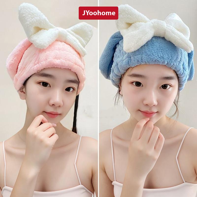 COMBO 2 Khăn quấn ủ tóc lau khô siêu tốc loại dày JYoohome khăn lau tóc gội đầu vải cotton mềm siêu thấm mũ chùm tóc nhanh khô Nhà Tắm Khăn Tắm