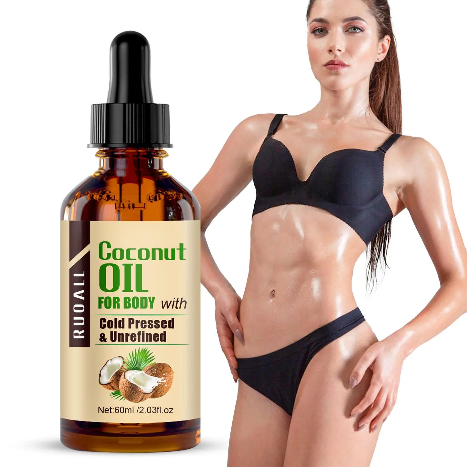 Cold Pressed Coconut Oil, Moisturizing Essential Oil for Massage, Bath & Shower, Skin Care, Facial Care, Body Care, Nail Care, Hair Care, Eyelash Care