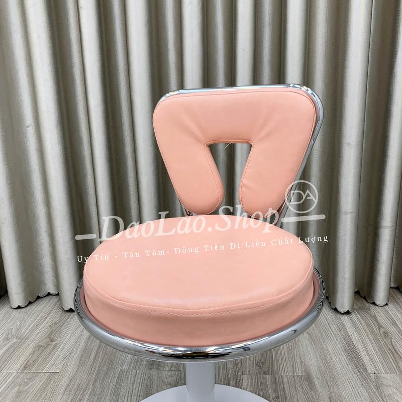 Product Introduction of Ghế Quầy Bar, Ghế Make Up, Ghế Spa, Ghế Xoay Bọc Da Cao Cấp Tùy Chỉnh Chiều Cao Từ 40cm đến 52cm (Hàng Có Sẵn) - Make Tựa Tam Giác Chân Đĩa Trắng Thấp DLS 7