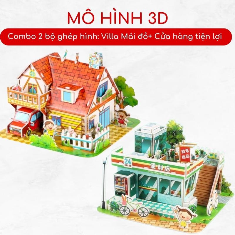 Product Introduction of Combo 2 mô hình Villa Mái dỏ + TIỆN LỢI 3D bằng xốp PE tự lắp ghép cho bé Bộ Lắp Ráp Toy Tháo Lắp Đồ Chơi 21