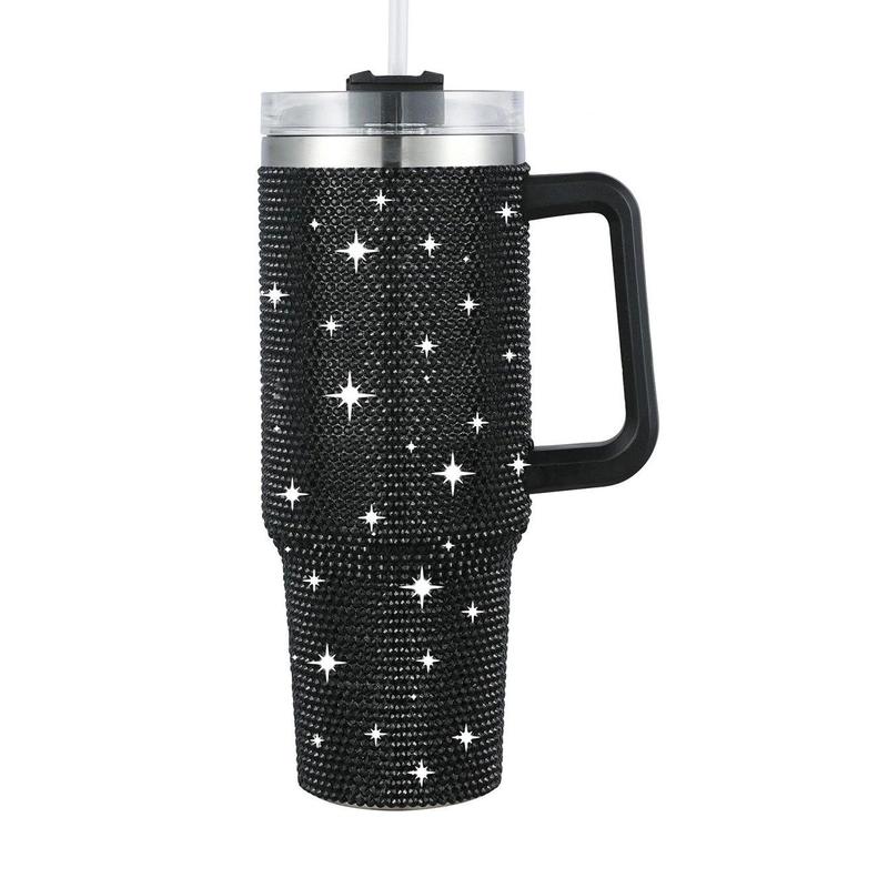 Product Introduction of Glitter Rhinestones Vacuum Flask, 1 Count 40oz Large Capacity Stainless Steel Insulated Cup, Portable Drinking Cup for Home Office School 5