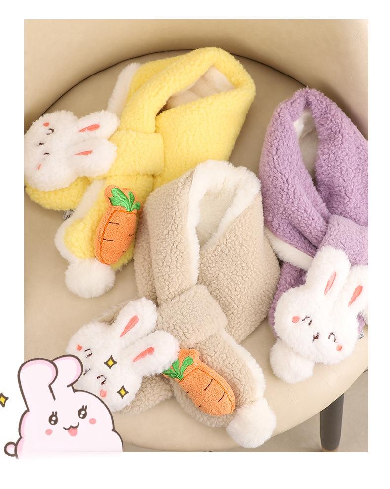 Product Introduction of Children's Scarf Autumn and Winter Baby Girl Cute Cartoon Rabbit Plush Scarf Korean Style Thickened Warm Neck Warmer Parent-Child 14