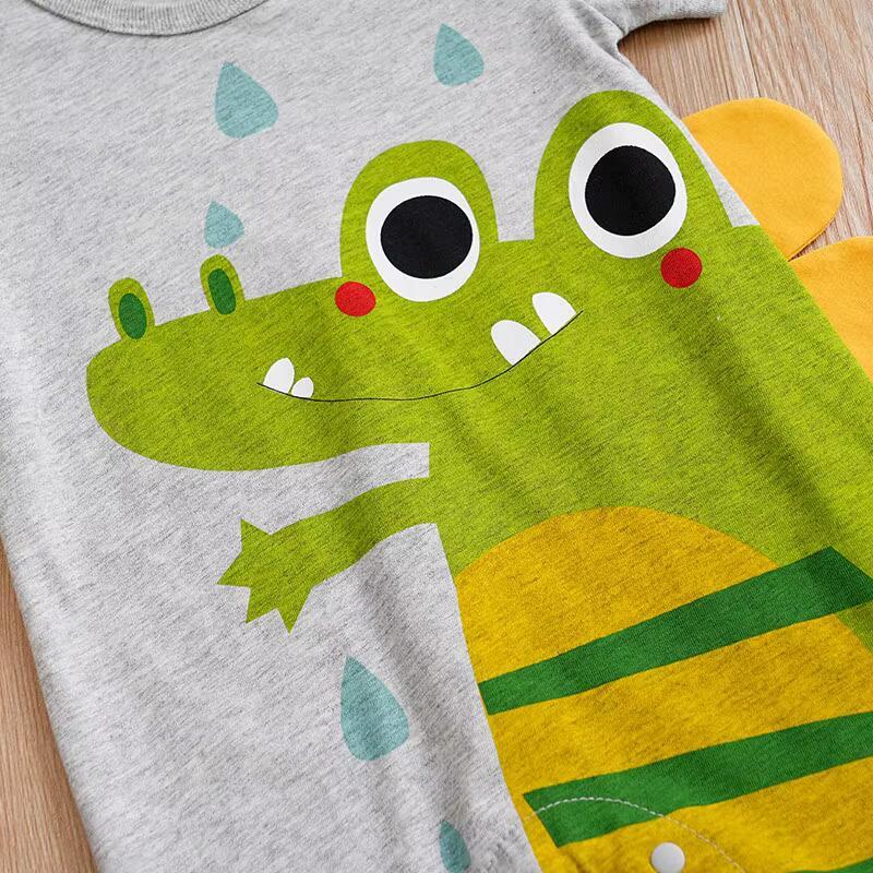 Summer Boys And Girls Cute Cartoon Crocodile 3d Printed Cotton Comfortable Casual Short Sleeve Baby Bodysuit 5