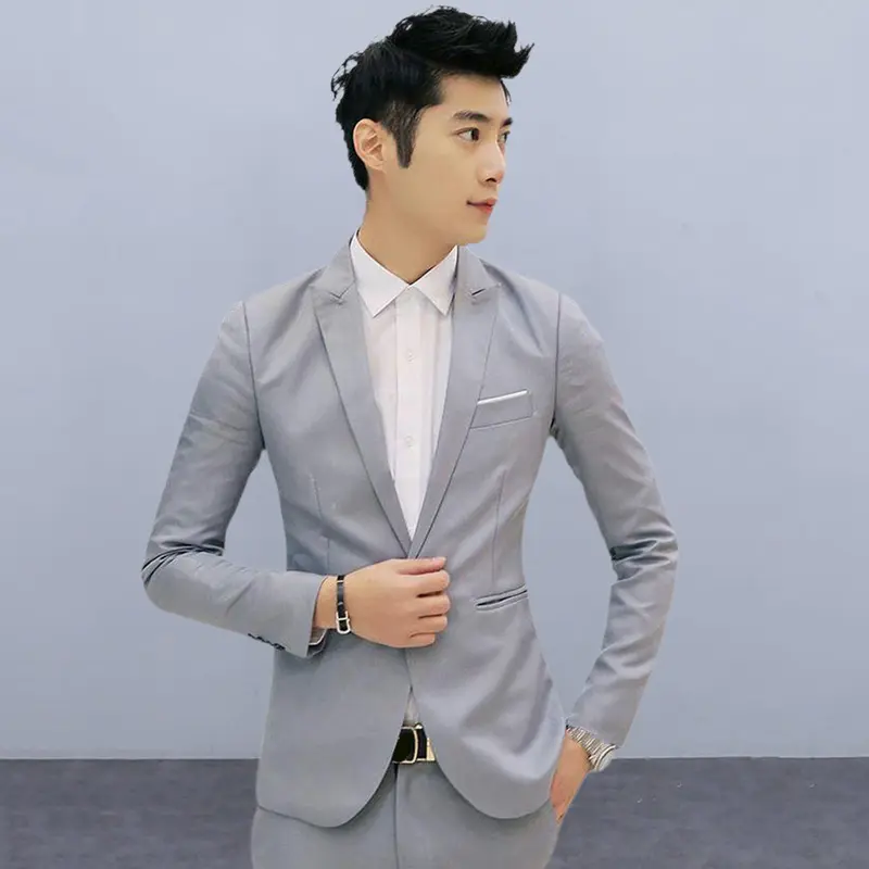 Áo Khoác Vest Nam, Dáng Ôm, Màu Trơn Áo Blazer Công Sở, Nút Đơn, Có Túi, Thích Hợp Cho Đám Cưới, Công Sở, Tiệc Tối, Juanrry 2