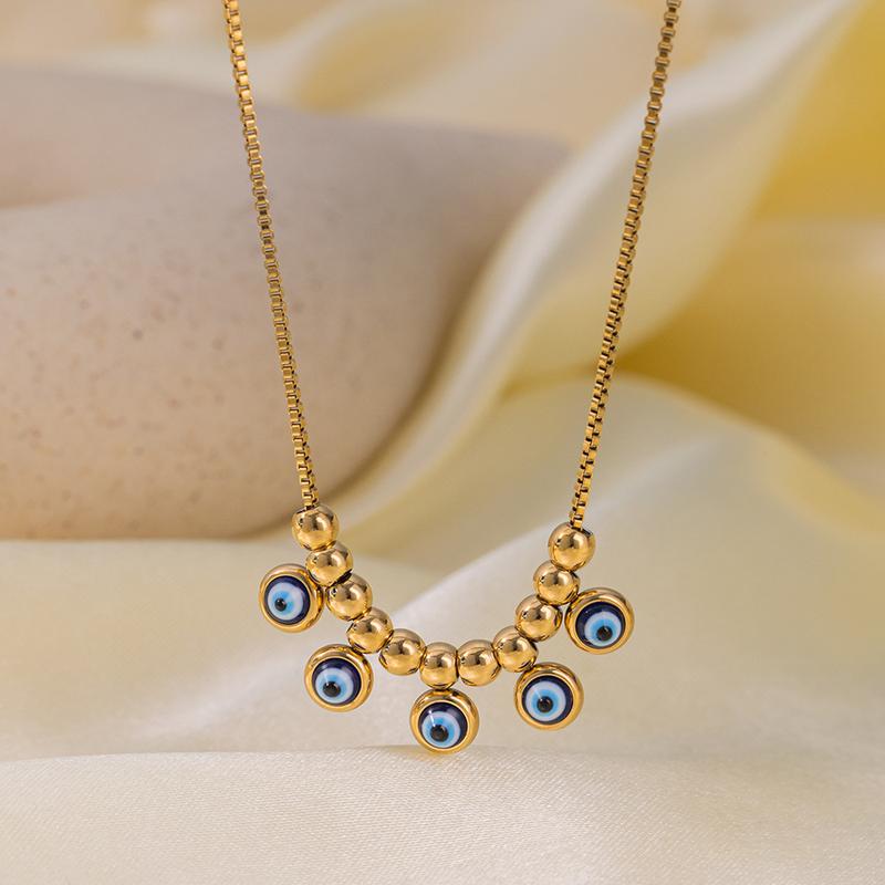 Product Introduction of Devil's Eye Jewelry Suit, Blue Eyes Necklace Bracelet, 18K Gold, Necklace Bracelet Bracelet Suit, Stainless Steel Necklace Suit, Titanium Steel Devil's Eye, Necklace Accessories 1