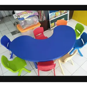 PREMIUM TEBAL MEJA PAUD TK ANAK PERSEGI BULAN LONJONG WARNA WARNI COLORFULL HIJAU BIRU KUNING MERAH ELIPS SEKOLAH SCHOOL DESK TABLE DRAWING JUMBO MEJA BELAJAR