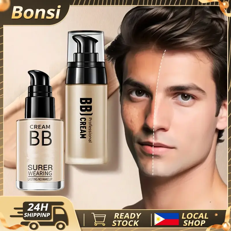 40g/1.4fl.oz Men's Concealer BB Cream  Long-Lasting Oil Control, Brighten Skin, Waterproof Cover for Acne Spots BB Cream for All Skin Types