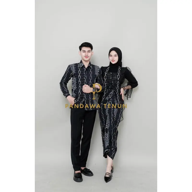 PANDAWA BAJU TENUN COUPLE PUSPA BLACK - KEBAYA COUPLE batik 0