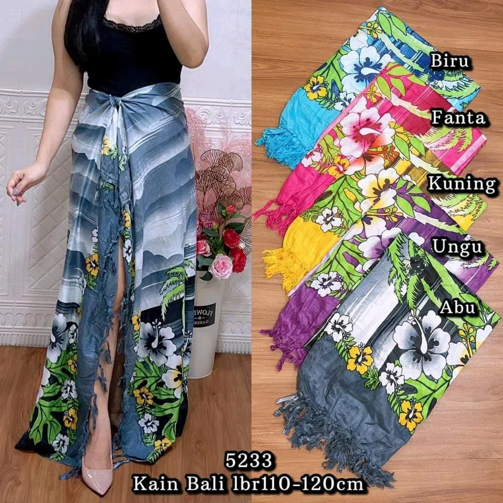 Jk - Kain bali corak bahan rayon adem halus isi 5pcs