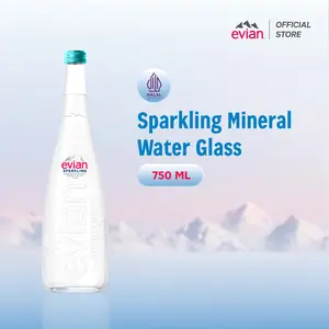 Evian Sparkling Mineral Water Glass 750ml