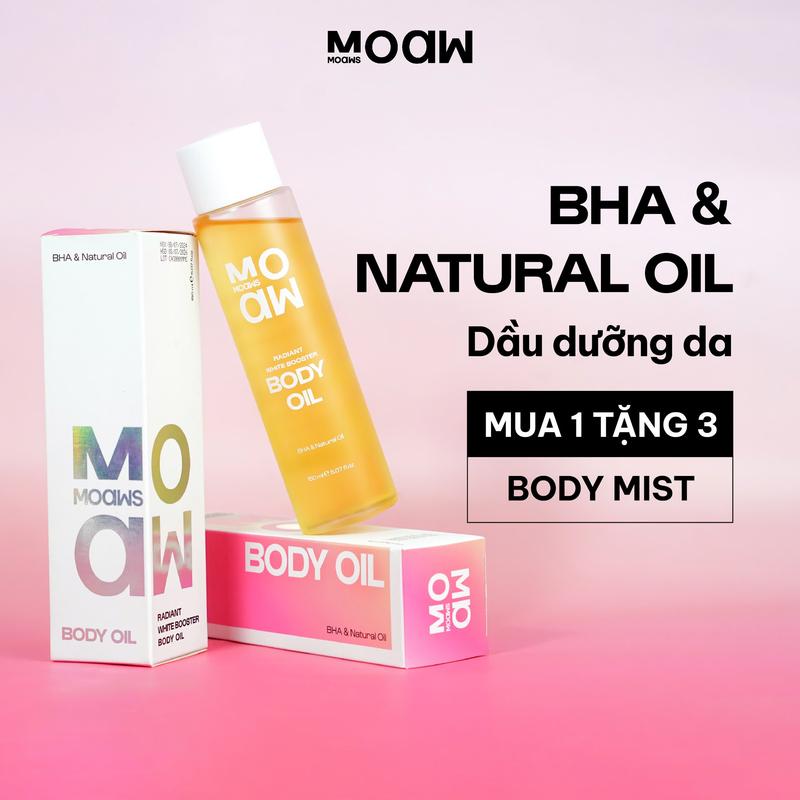 [MUA 1 TẶNG 3] Body Oil MOAW MOAWS Dầu Body Oil Dưỡng Thể Body Hỗ Trợ Rạn Da, Ẩm Da - Dầu MátXa Spa Dưỡng Ẩm Da - Làm Đẹp Dưỡng Da Body - Dầu BHA - Dầu Dưỡng Mềm Mịn Da - Dầu Dưỡng Tự Nhiên Hỗ Trợ Giảm Rạn, Thâm, Sần Da Massage