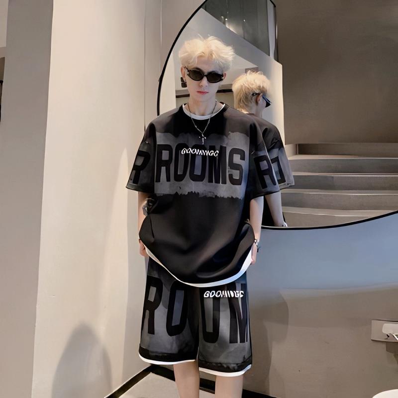 Bộ quần áo nam thoáng mát co dãn Tay ngắn Có thể giặt bằng máy Trơn chất liệu vải waffle Menswear