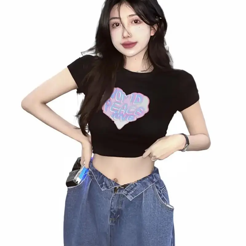 Clova BJ377 Baju Wanita Atasan Polos Crop Top Santai Lengan Pendek Kaos Kekinian Fashion Korean Oblong Panjang Oversize Serut Dewasa Basic Katun Simple Hitam Cewek 2