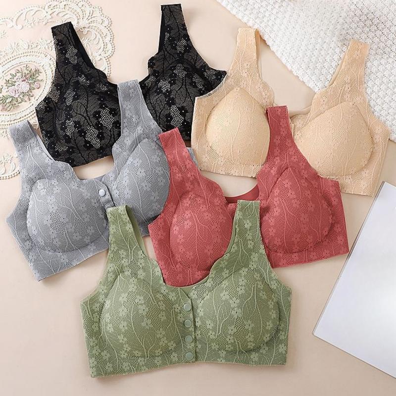 1/2pcs New Lace Without Steel Ring Bra Front Buckle Thin And Seamless Pregnant Women Gather For Breastfeeding Bra Mom's Underwear 5